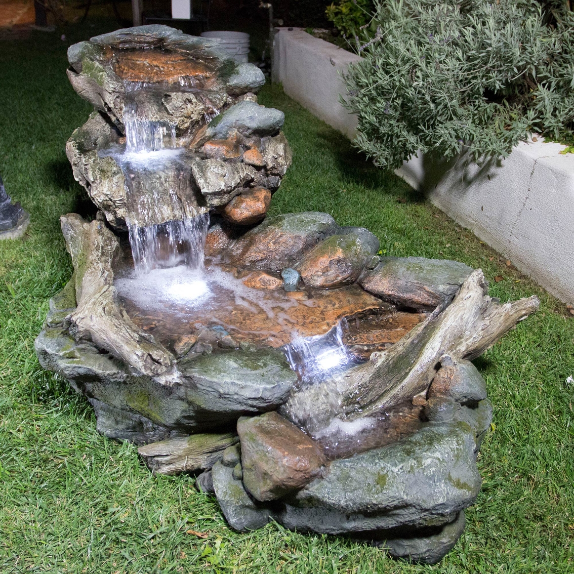Alpine 3 Tier Rainforest Fountain with LED Lights - Image 2 of 6