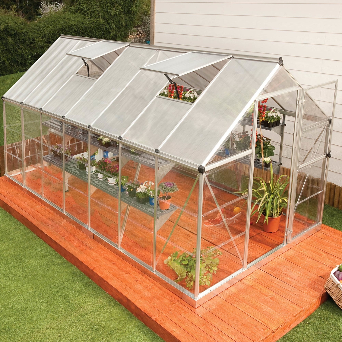 Palram Nature Hybrid 6 ft. x 14 ft. Silver Greenhouse