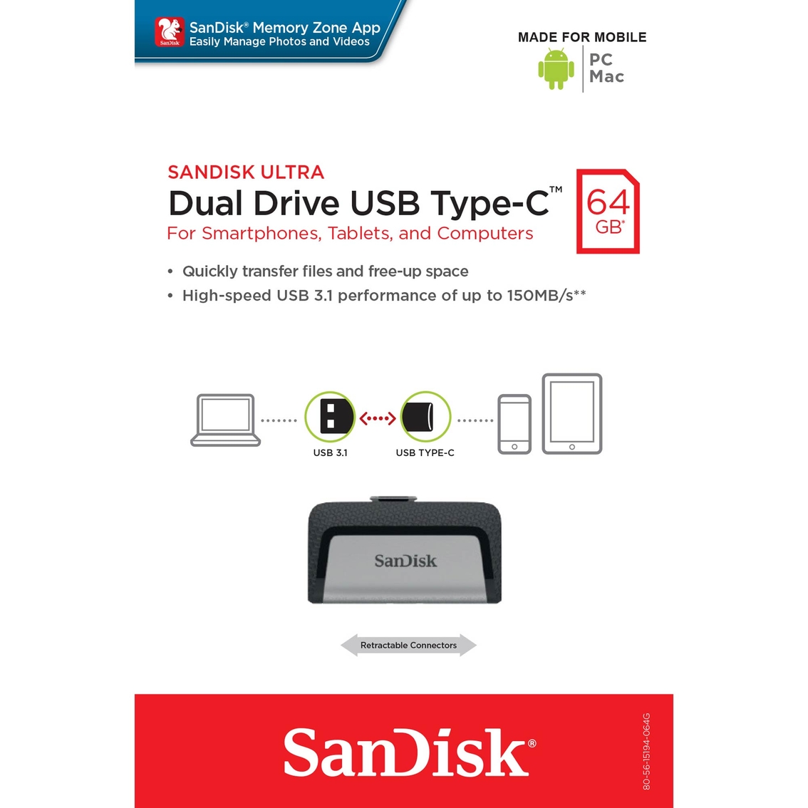 SanDisk Ultra 64GB USB 3.1 Type-C Flash Drive - Image 8 of 8