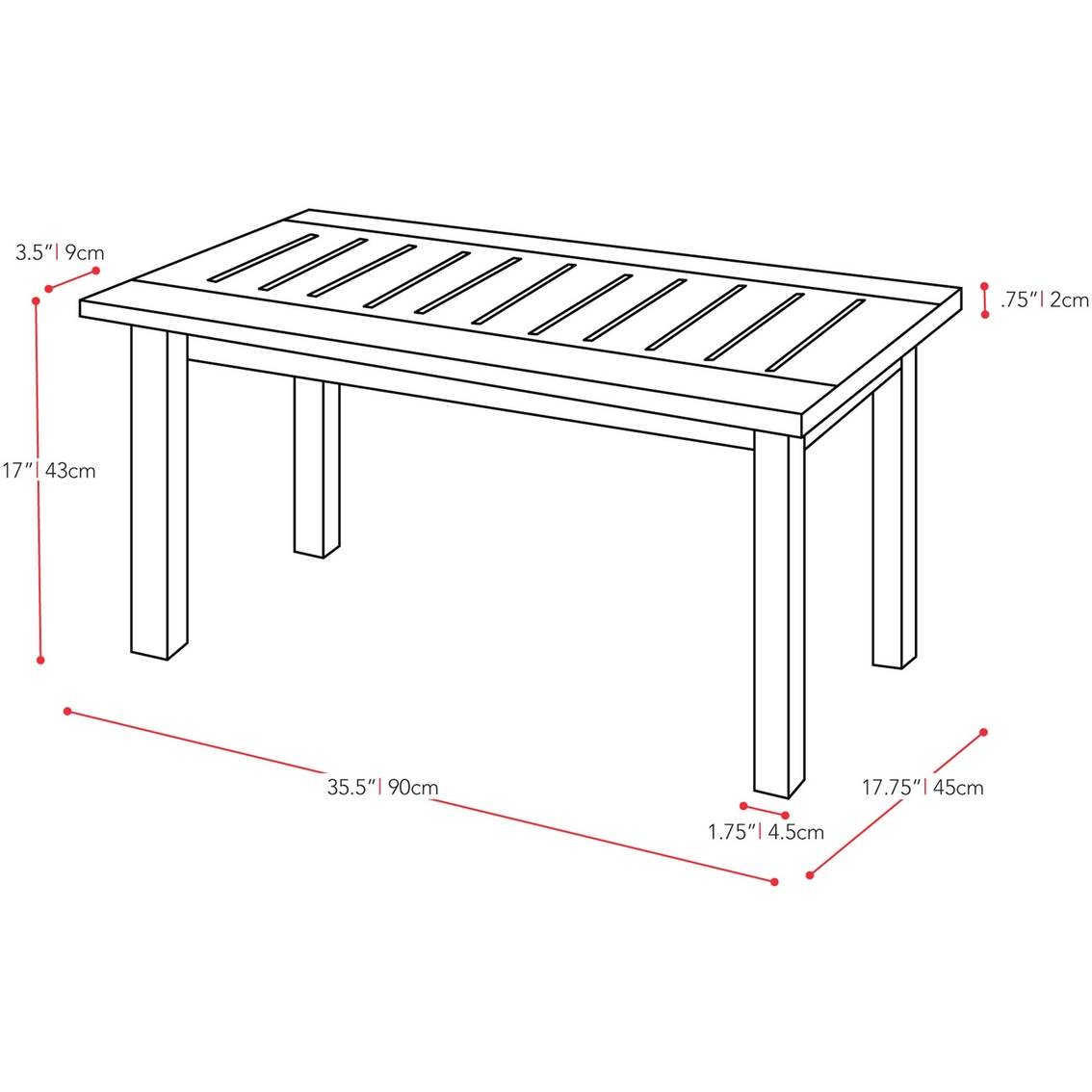 CorLiving Miramar Hardwood Outdoor Coffee Table - Image 4 of 4