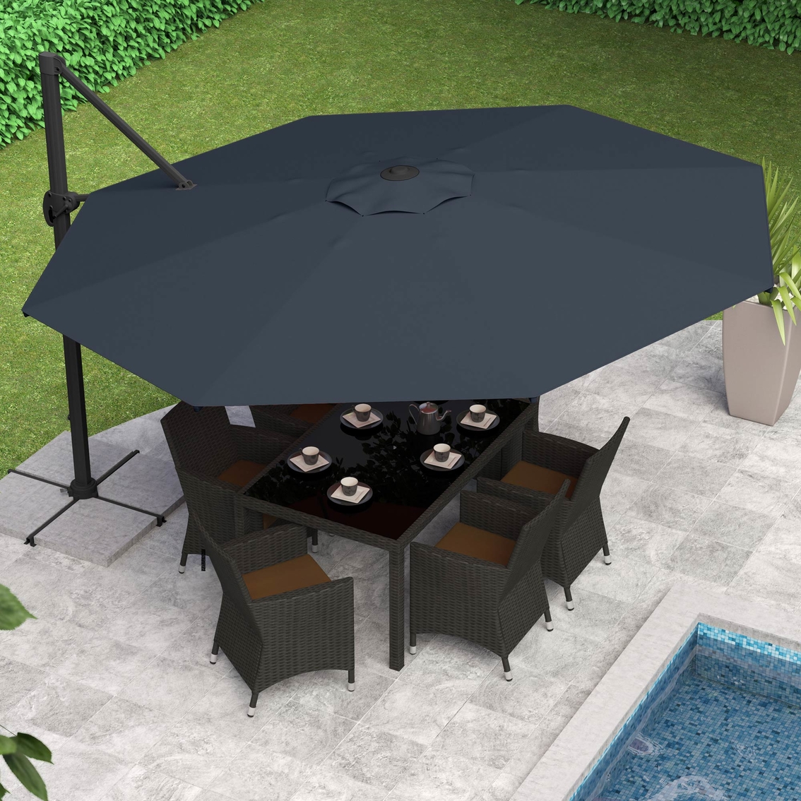 CorLiving Deluxe Offset Patio Umbrella - Image 2 of 2