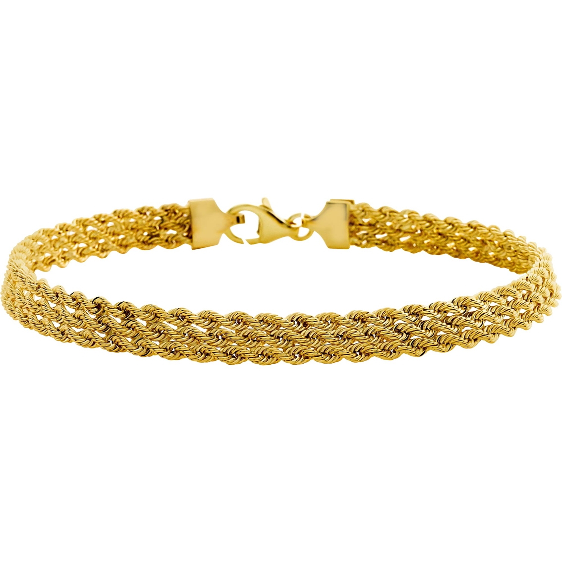 10K Yellow Gold 3-Row Rope Bracelet 7.5 in.