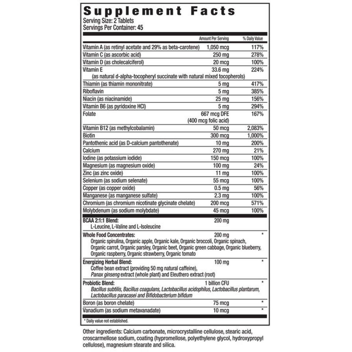 Performance Inspired Whole Food Multi Vitamin 90 ct. - Image 2 of 2