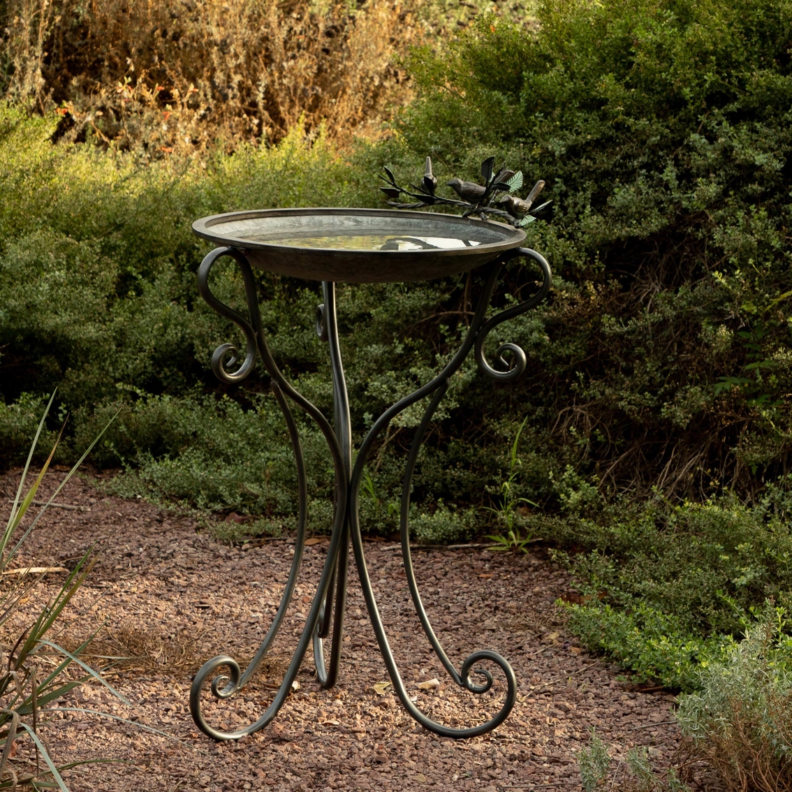 Alpine Metal Birdbath with Birds and Leaves 24 in. - Image 3 of 6