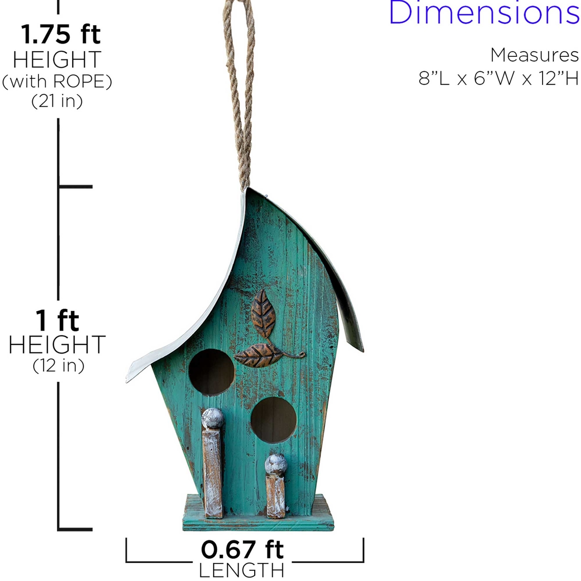 Alpine Turquoise Artful Wooden Birdhouse - Image 3 of 5