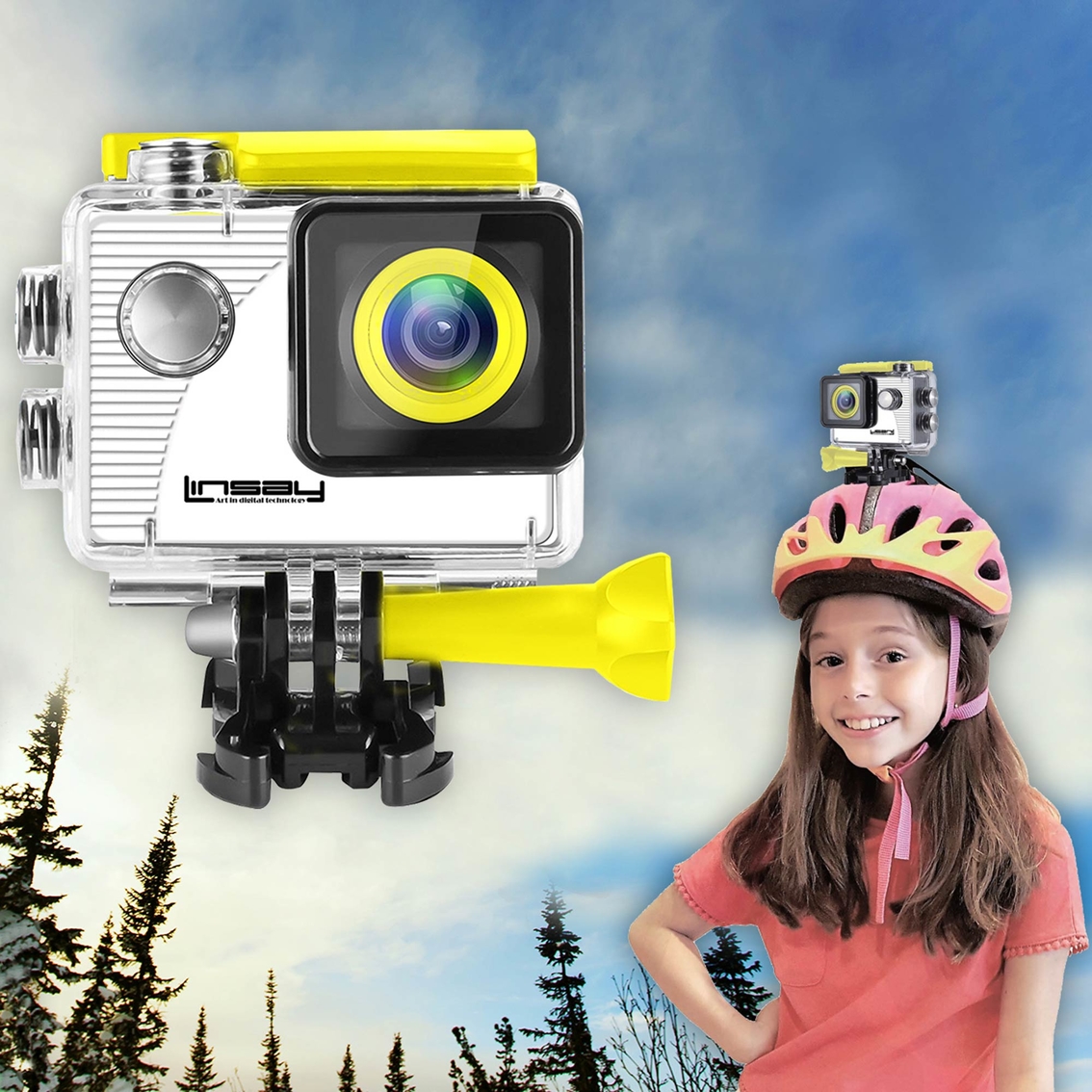 Linsay Funny Kids Yellow Action Camera HD Video and Photos