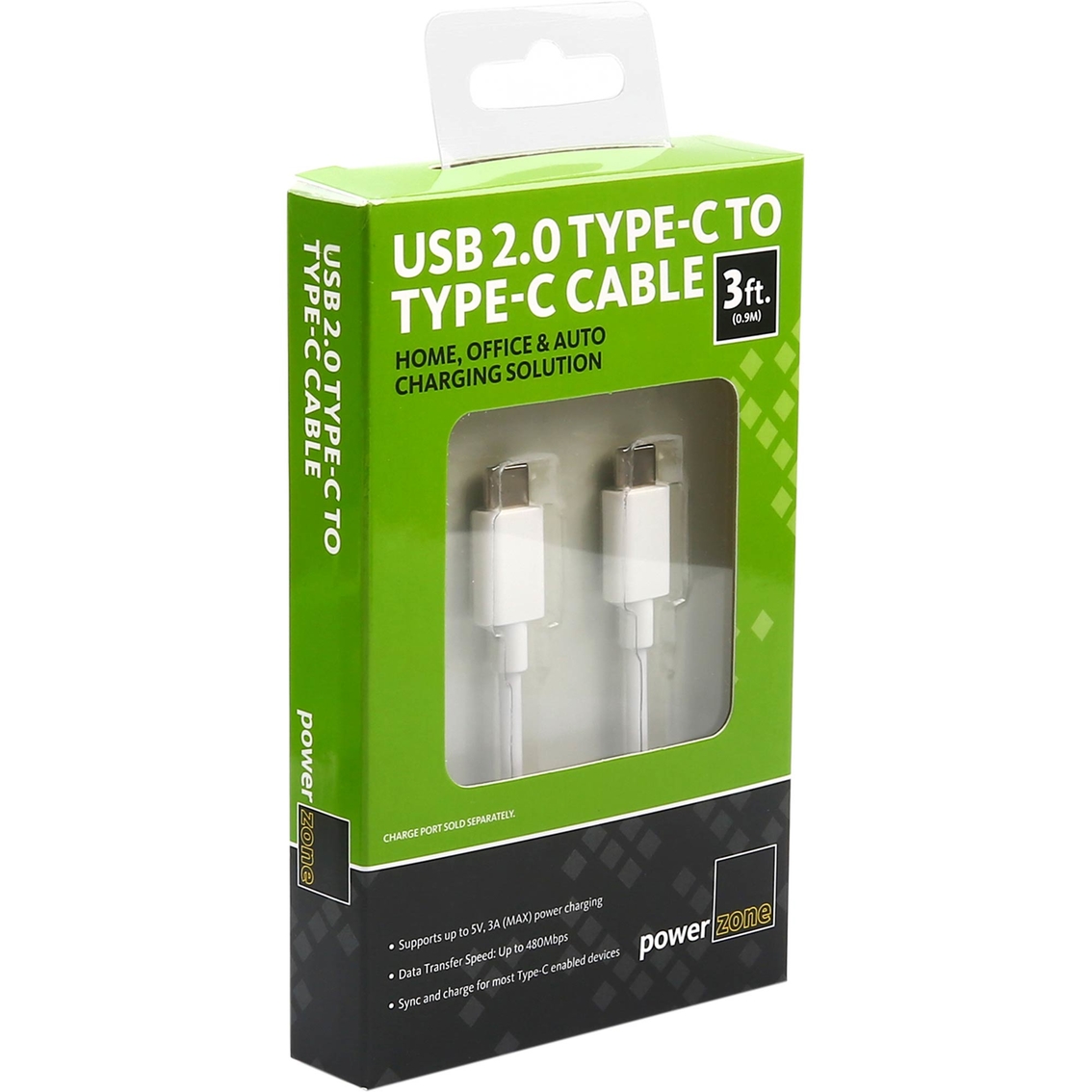 USB2.0 Type C to Type C Cable 3ft White - Image 3 of 3