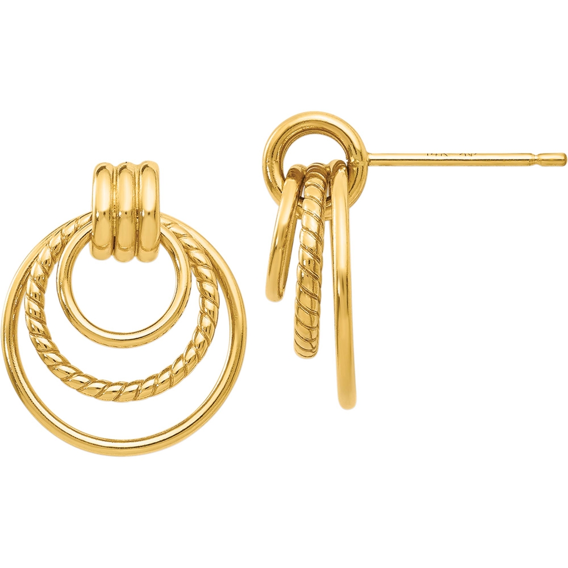 14K Yellow Gold 3 Hoop Door Knocker Earrings - Image 2 of 2