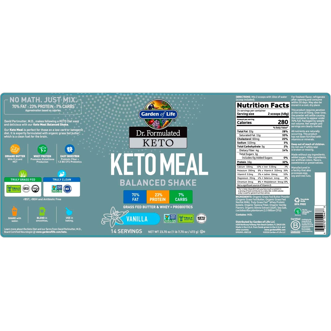 Garden of Life Dr. Formulated Keto Shake, 14 servings - Image 2 of 2