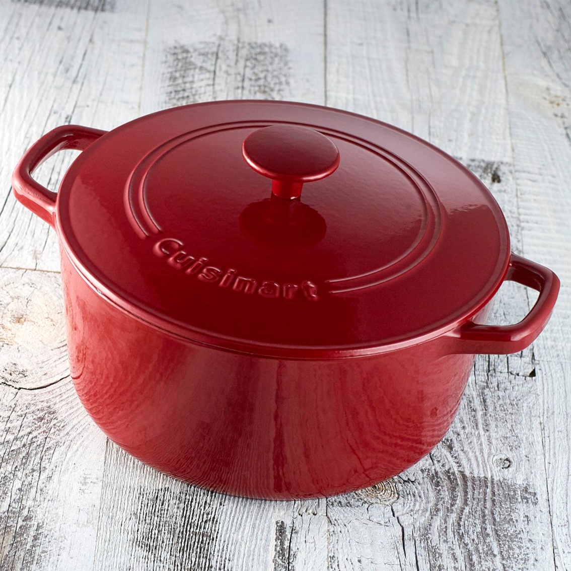 Cuisinart Chef's Classic Enameled Cast Iron 5-Quart Round Caserole in Cardinal Red - Image 3 of 4