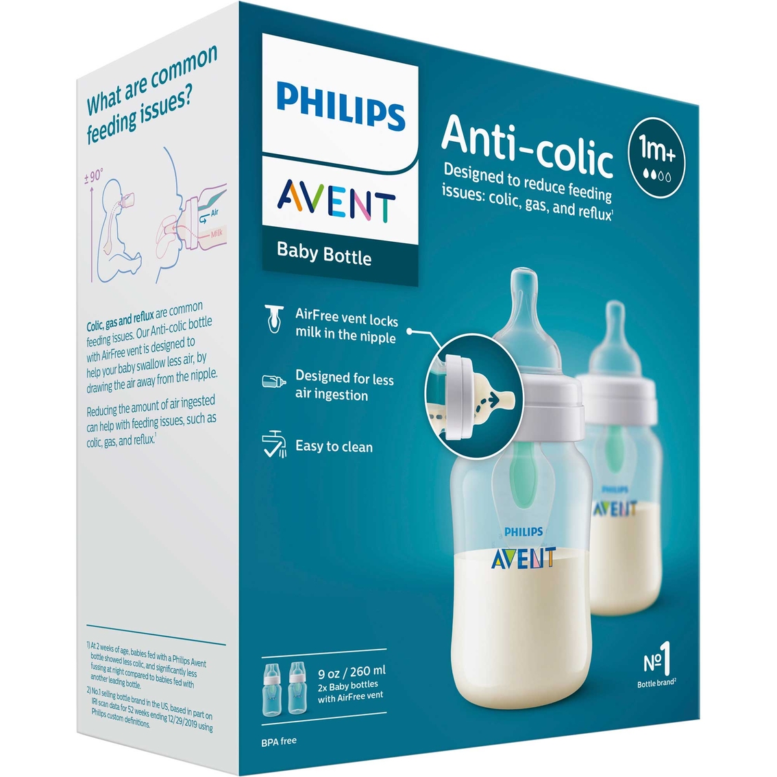 Philips Avent 9 oz. Clear Anti Colic Baby Bottle with AirFree Vent 2 pk.