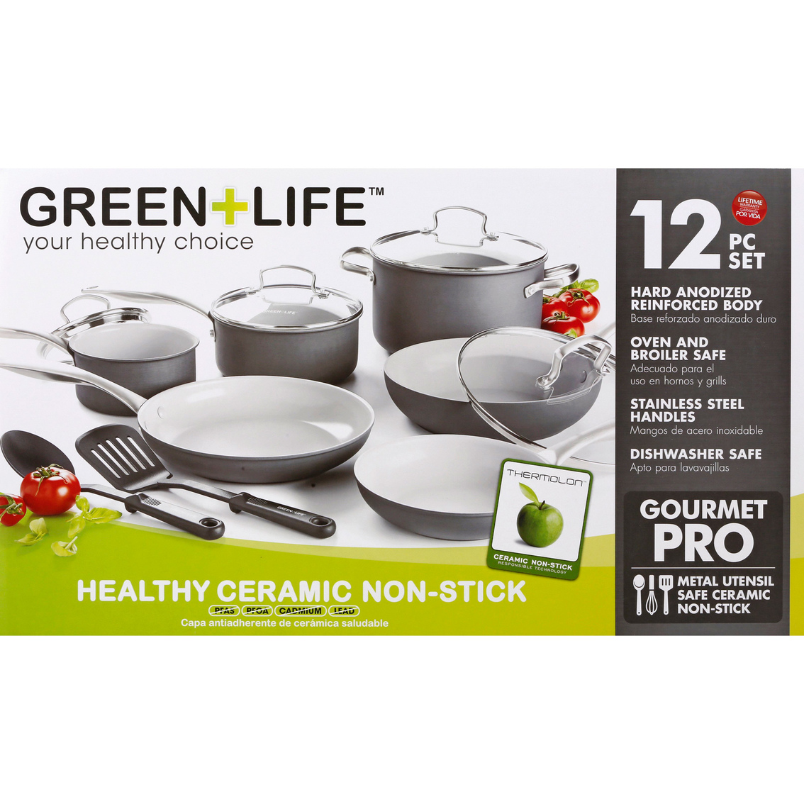 GreenLife Classic Pro Ceramic Nonstick 12 pc. Cookware Set - Image 2 of 2