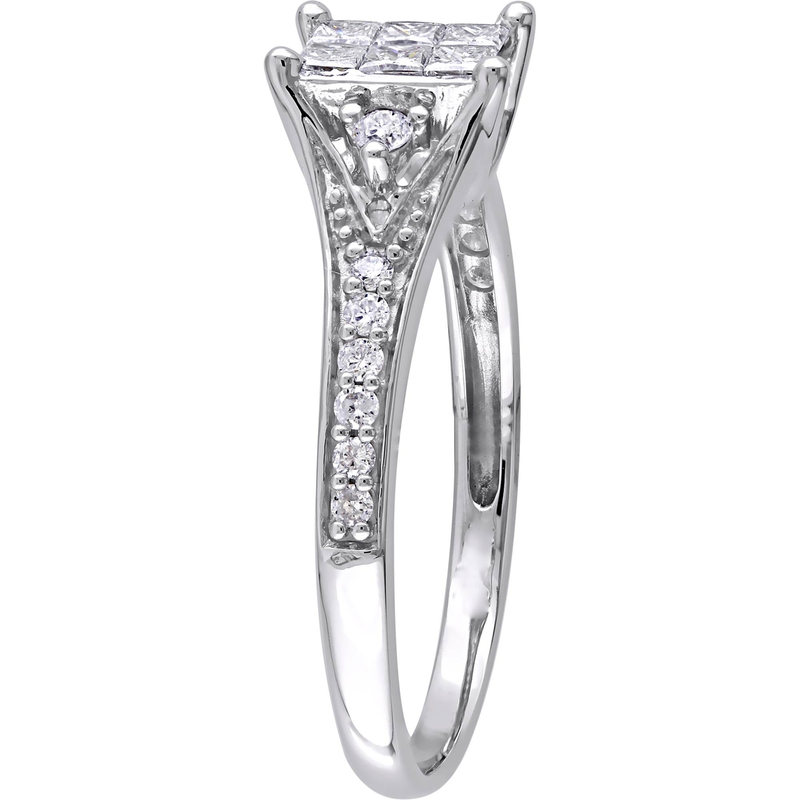 Diamore 10K White Gold 1/2 CTW Diamond Cluster Engagement Ring - Image 2 of 4