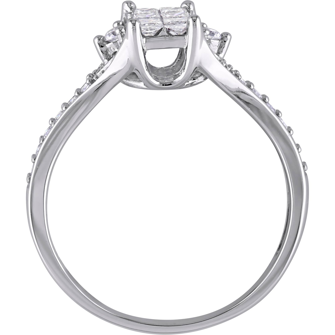 Diamore 10K White Gold 1/2 CTW Diamond Cluster Engagement Ring - Image 3 of 4