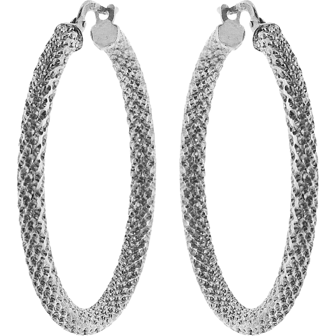 Sterling Silver Diamond Cut Hoop Earrings - Image 2 of 2