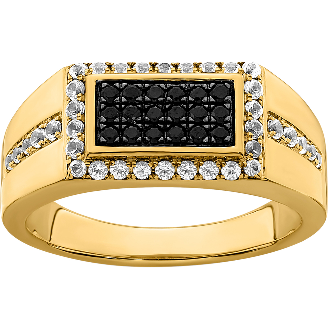 10K Yellow Gold 1 CTW Black and White Diamond Fashion Ring