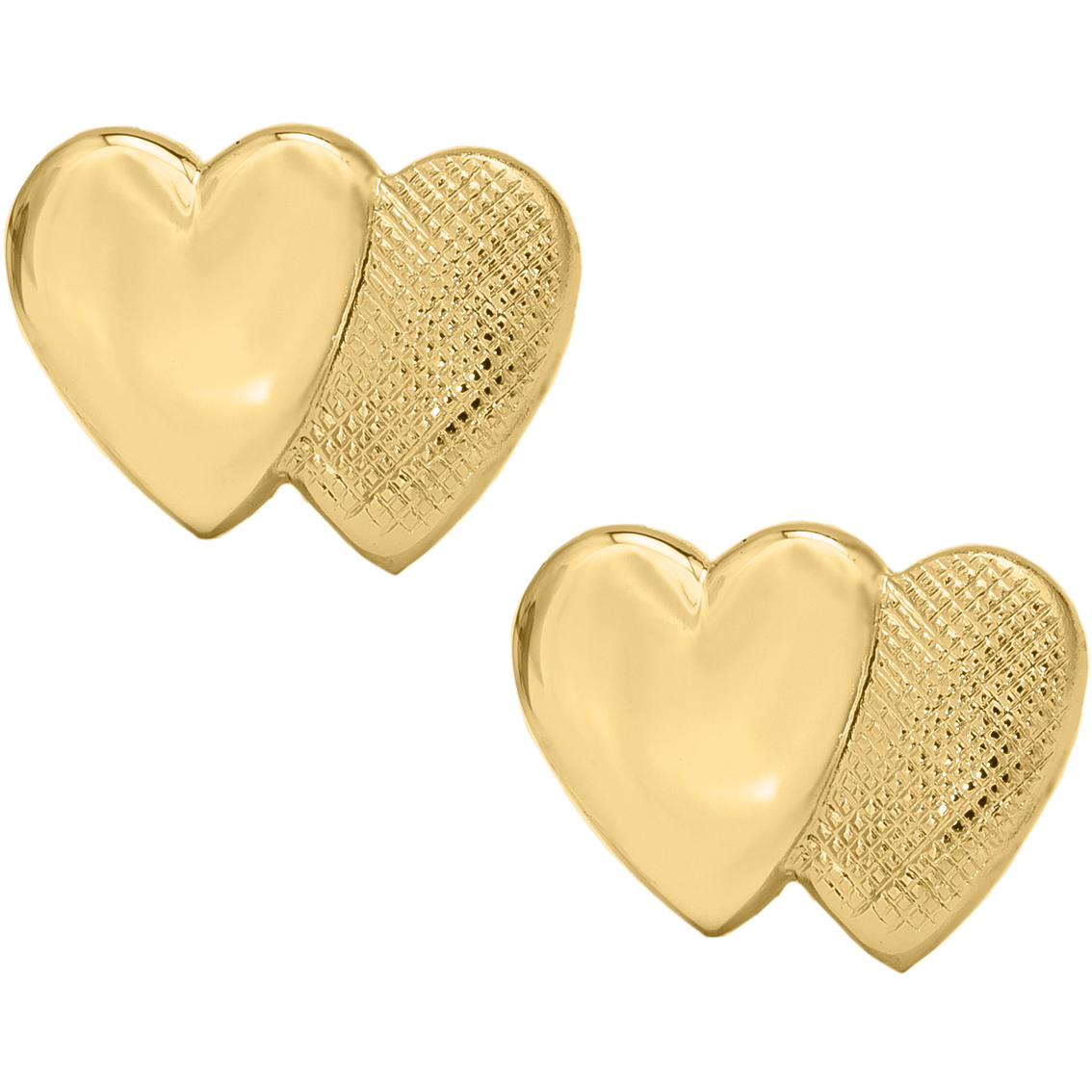 Kids 14K Yellow Gold Filled Double Heart Safety Earrings
