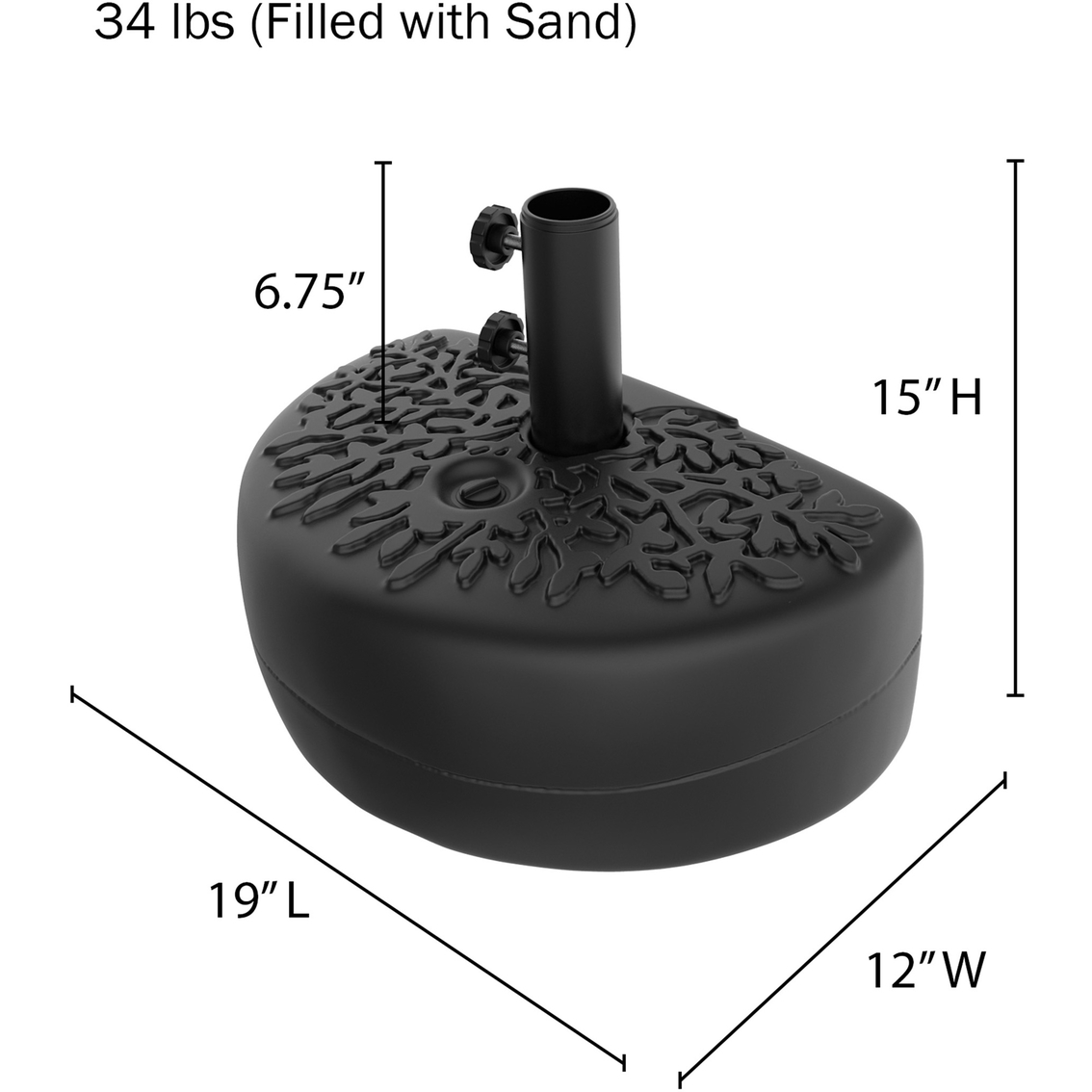 Pure Garden Half Moon Umbrella Base - Image 3 of 8