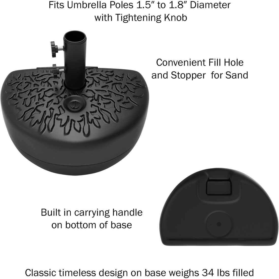 Pure Garden Half Moon Umbrella Base - Image 4 of 8