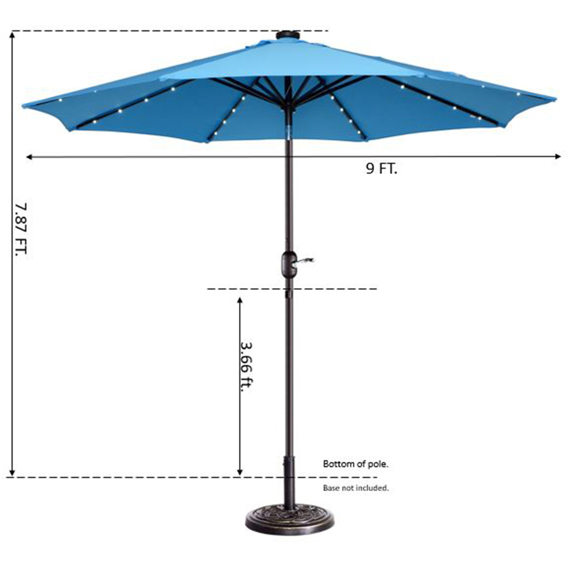 Pure Garden 9 ft. Solar Powered LED Lighted Patio Umbrella with Push Button Tilt - Image 2 of 8