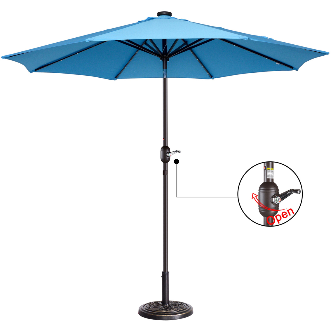 Pure Garden 9 ft. Solar Powered LED Lighted Patio Umbrella with Push Button Tilt - Image 4 of 8