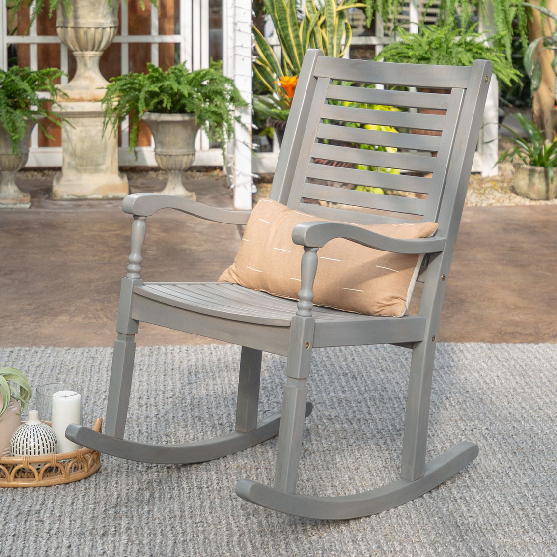 Walker Edison Patio Wood Rocking Chair - Image 5 of 5