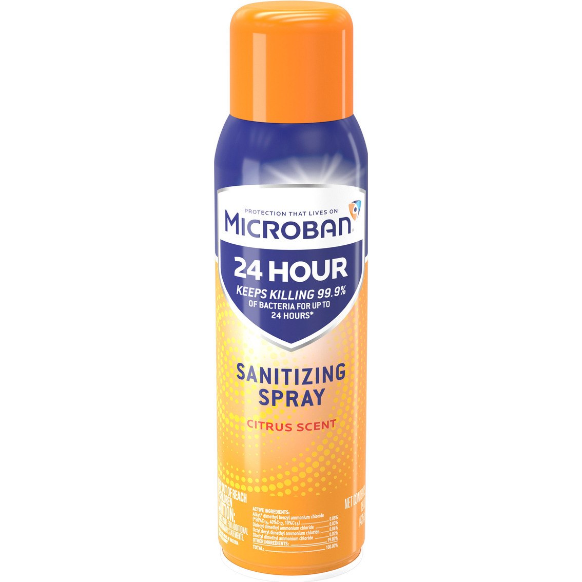 Microban 24 Citrus Aerosol Spray, 15 oz.