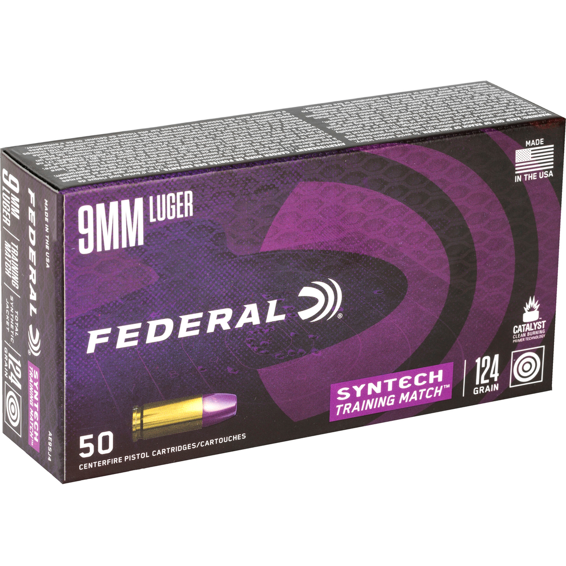 Federal American Eagle Syntech Training Match 9mm 124 Gr. TSJ, 50 Rounds - Image 2 of 4