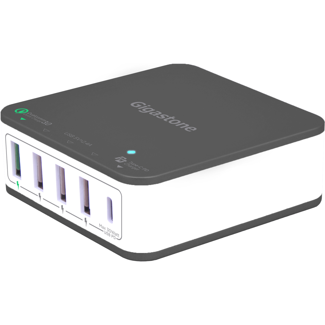 Gigastone USB-C  5 Port Wall Charger with QC3.0 Fast Charge and PD3.0 Type-C Port - Image 3 of 5