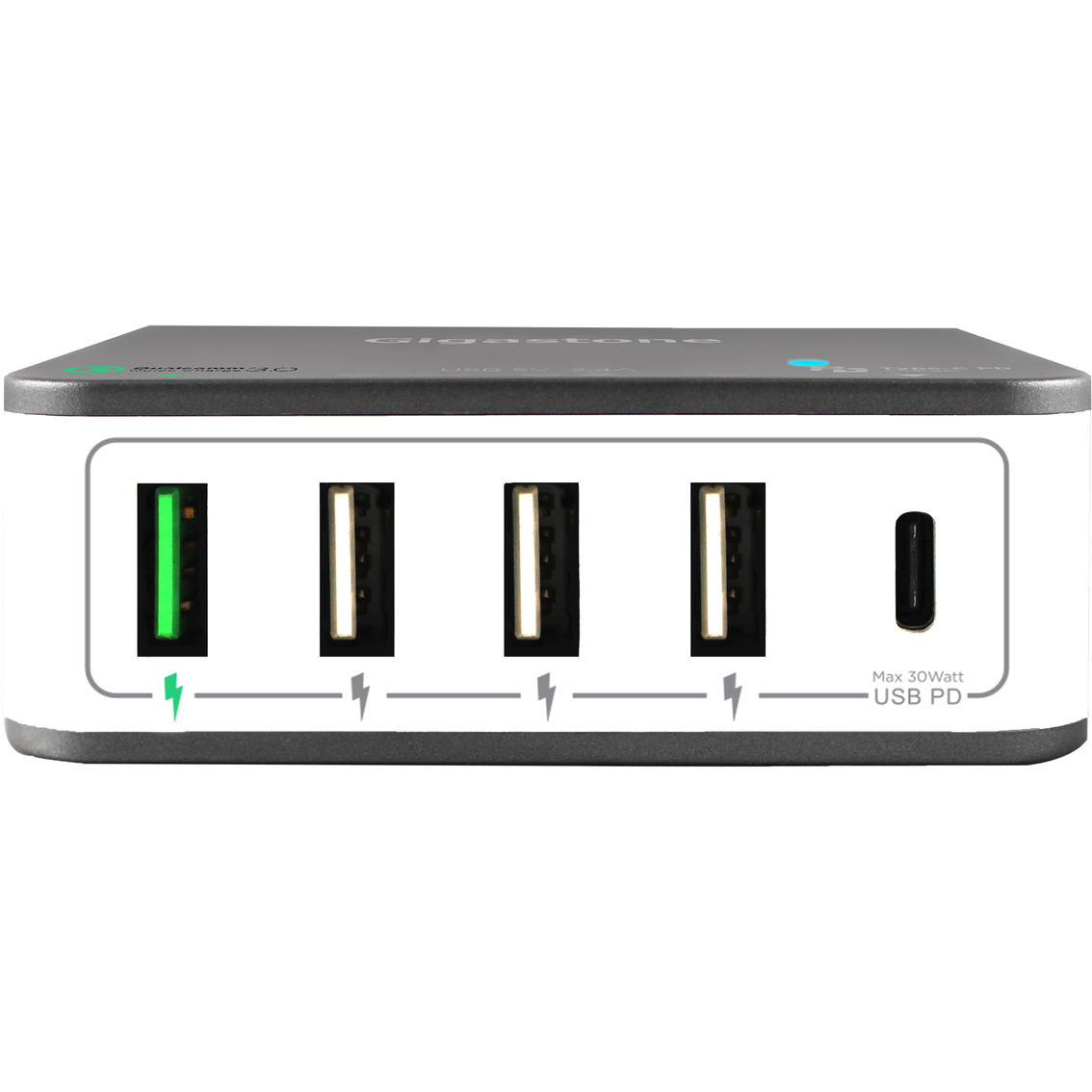 Gigastone USB-C  5 Port Wall Charger with QC3.0 Fast Charge and PD3.0 Type-C Port - Image 4 of 5
