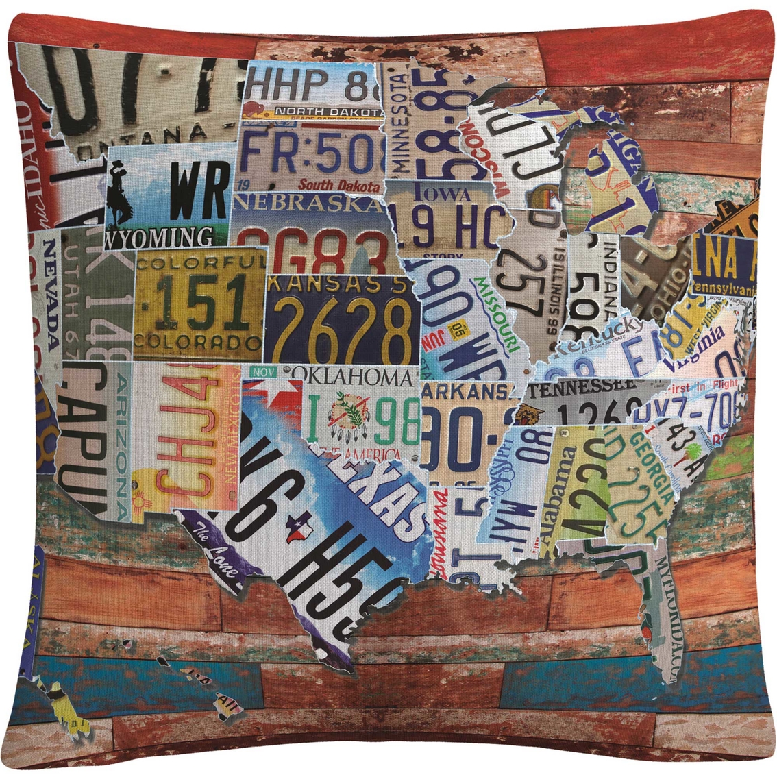 Trademark Fine Art USA License Plate on Wood Decorative Throw Pillow - Image 1 of 4