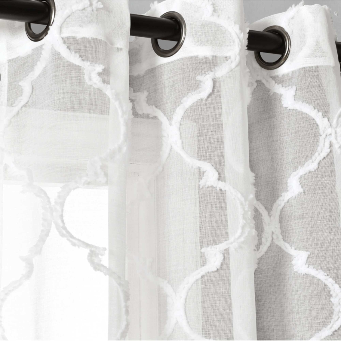 Lush Decor Avon Trellis Grommet Sheer Window Curtain Panels 2 pc. Set - Image 2 of 8