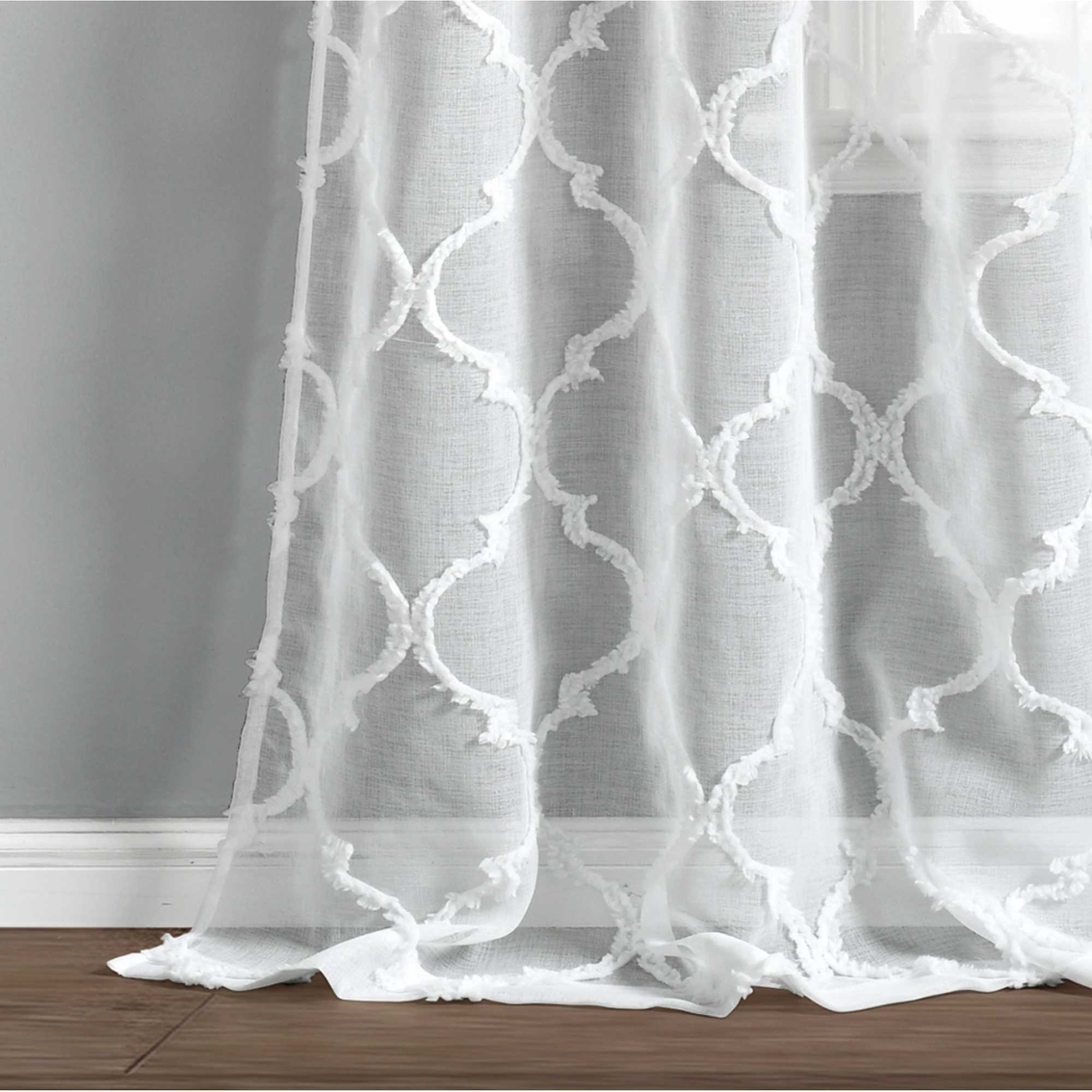 Lush Decor Avon Trellis Grommet Sheer Window Curtain Panels 2 pc. Set - Image 3 of 8