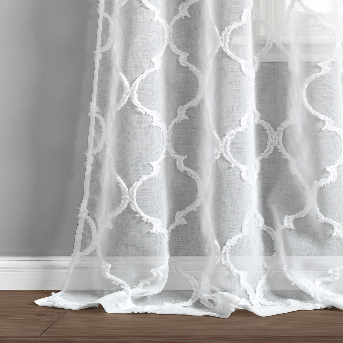 Lush Decor Avon Trellis Grommet Sheer Window Curtain Panels 2 pc. Set - Image 4 of 8