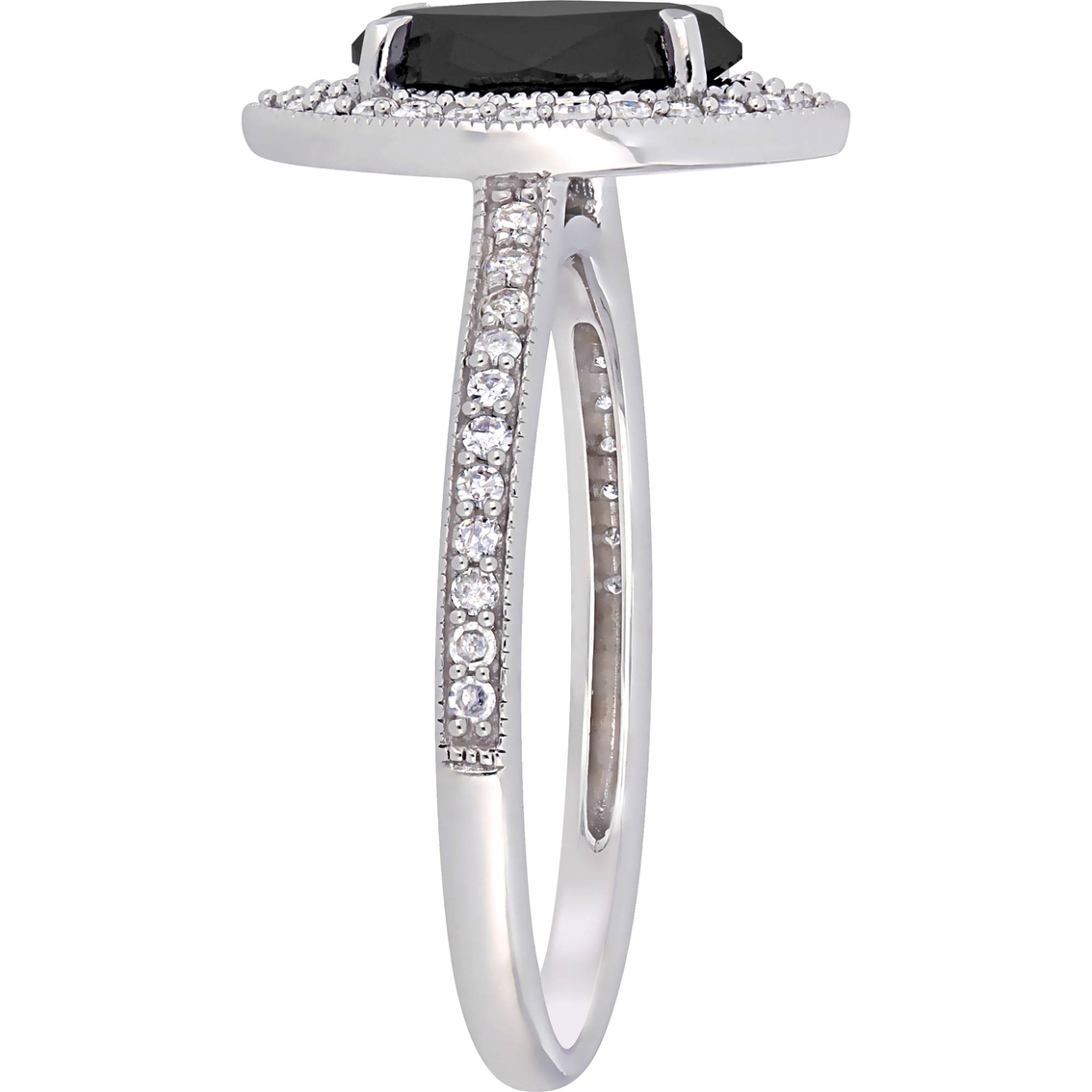 Diamore 10K White Gold 1 1/4 CTW Black and White Diamond Marquise Halo Ring - Image 2 of 4