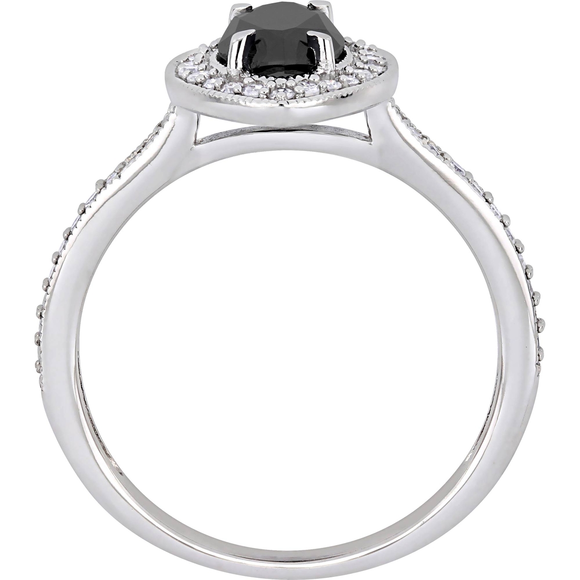 Diamore 10K White Gold 1 1/4 CTW Black and White Diamond Marquise Halo Ring - Image 3 of 4