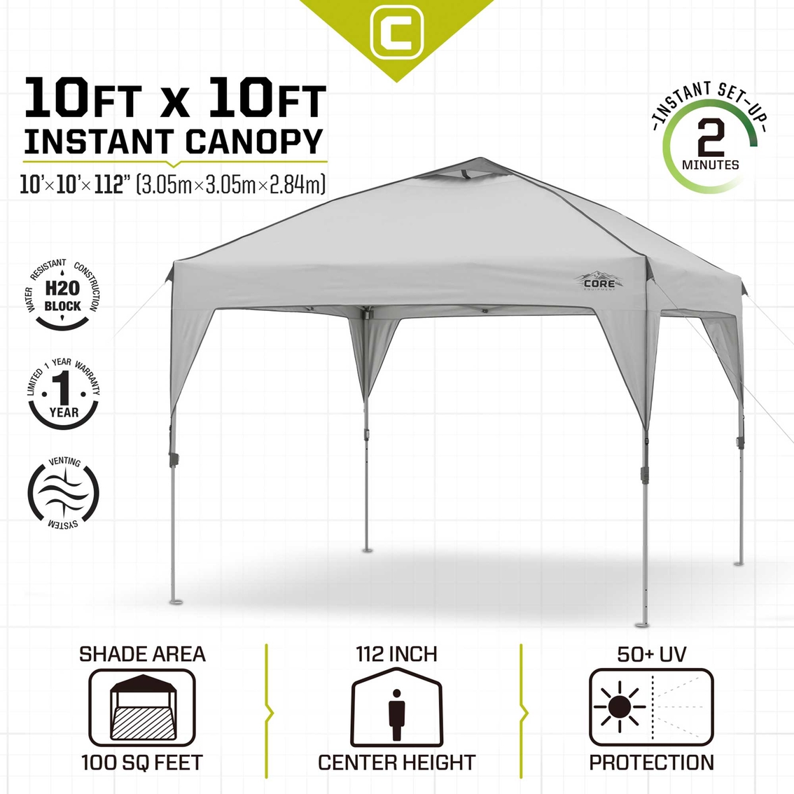 Core Equipment 10 x 10 ft. Instant Canopy - Image 2 of 7