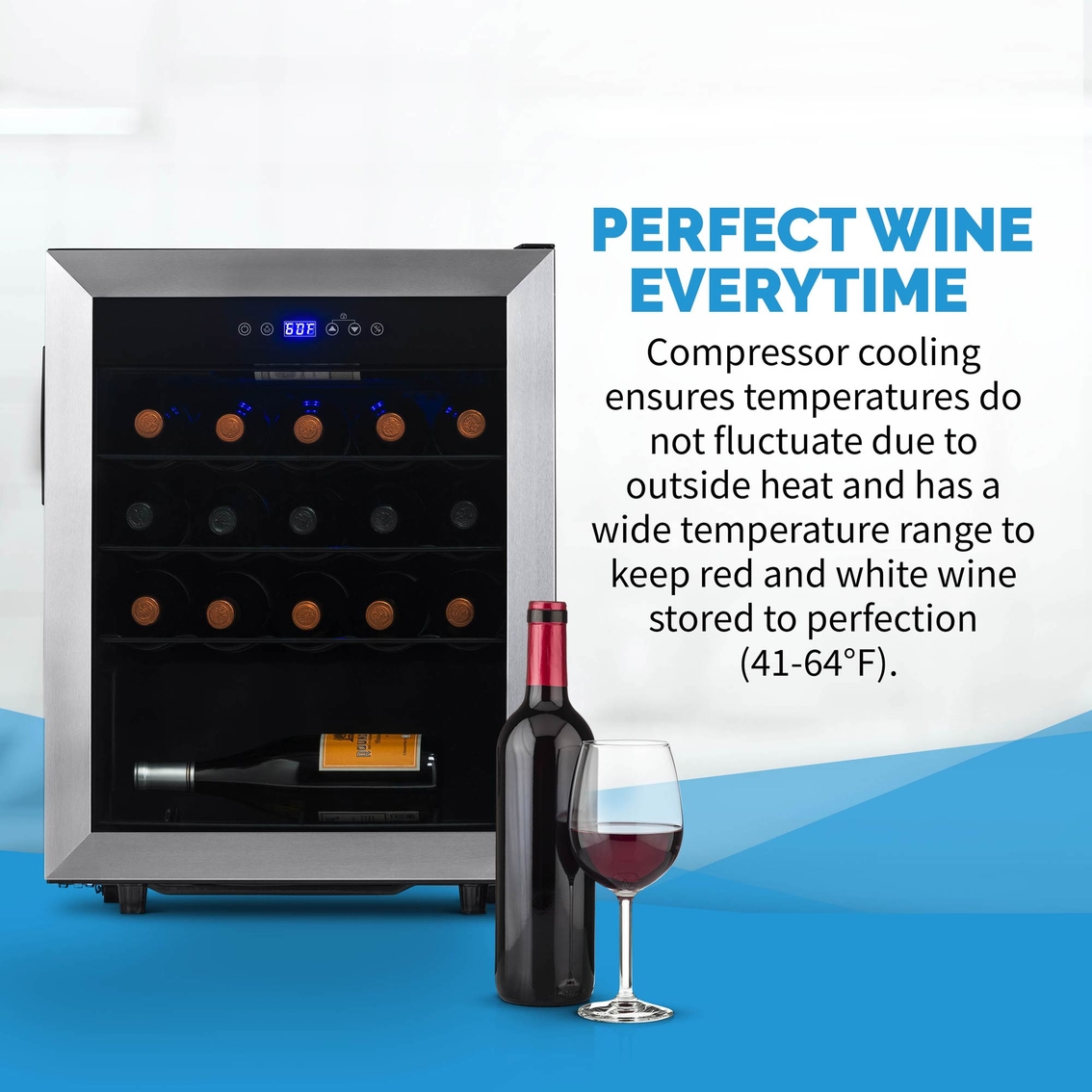 NewAir 23 Bottle Single Zone Freestanding Wine Cooler - Image 5 of 10