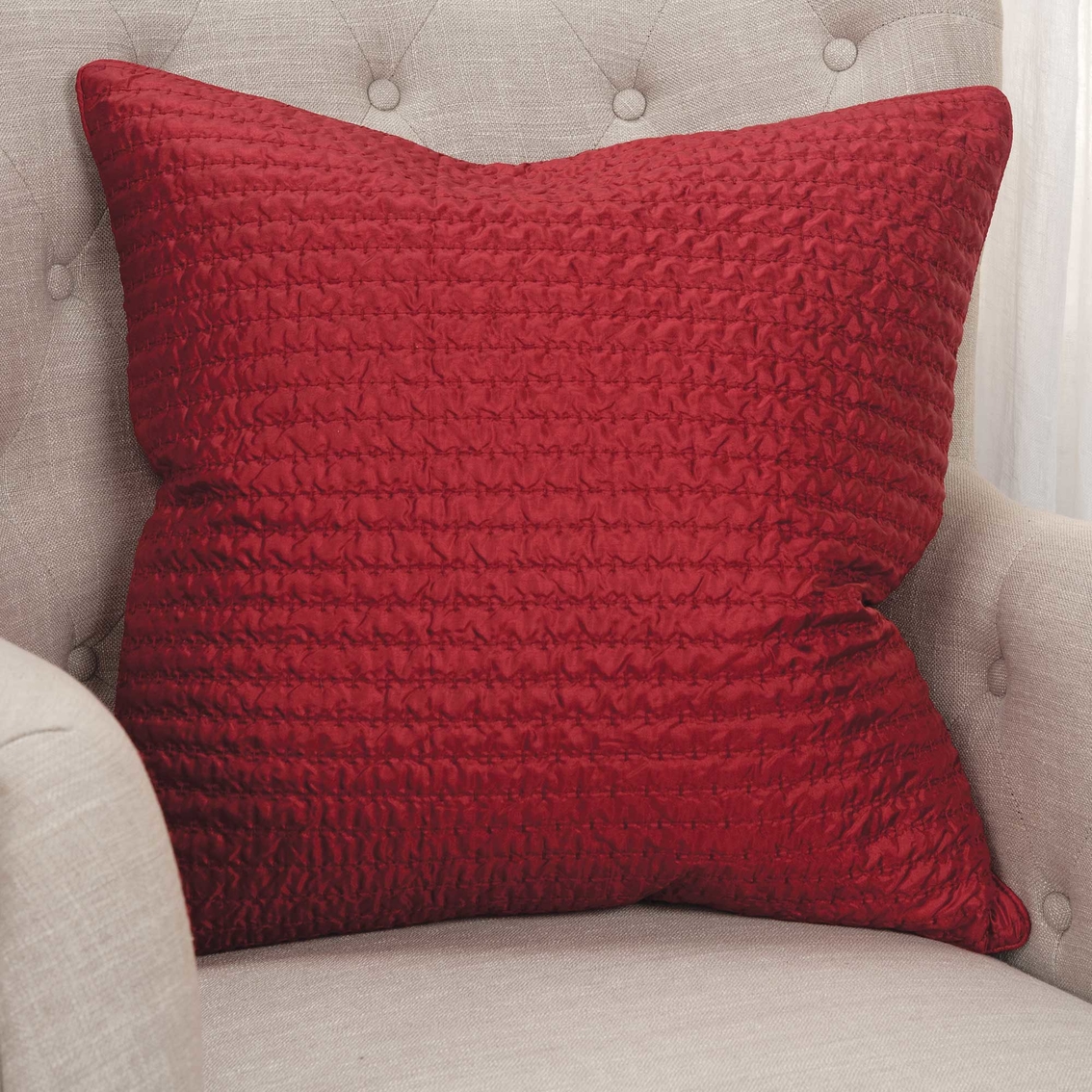Rizzy Home Solid Deep Red Polyester Filled Pillow - Image 2 of 5