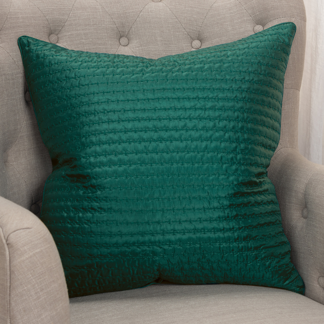 Rizzy Home Solid Green Square Decorative Throw Pillow - Image 2 of 5