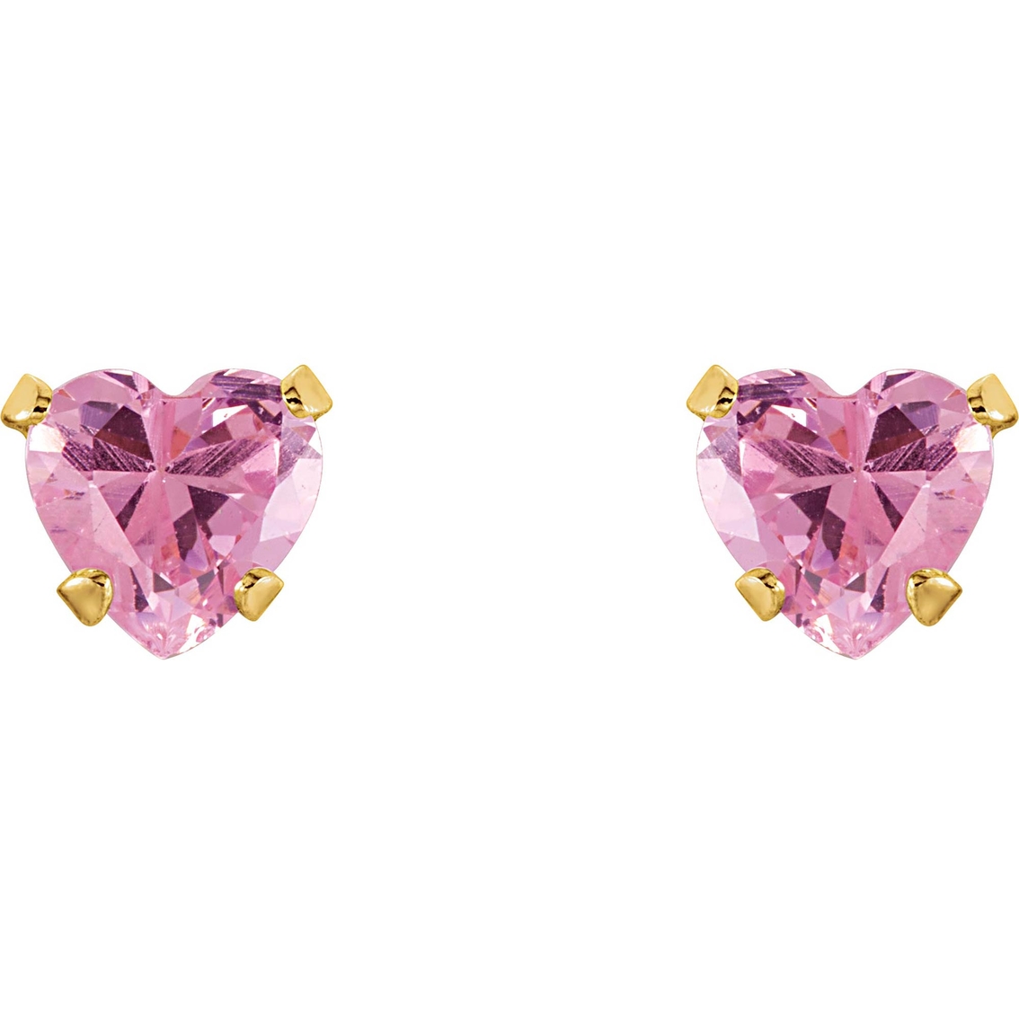 Karat Kids 14K Yellow Gold 4mm Pink Cubic Zirconia Earrings - Image 2 of 3