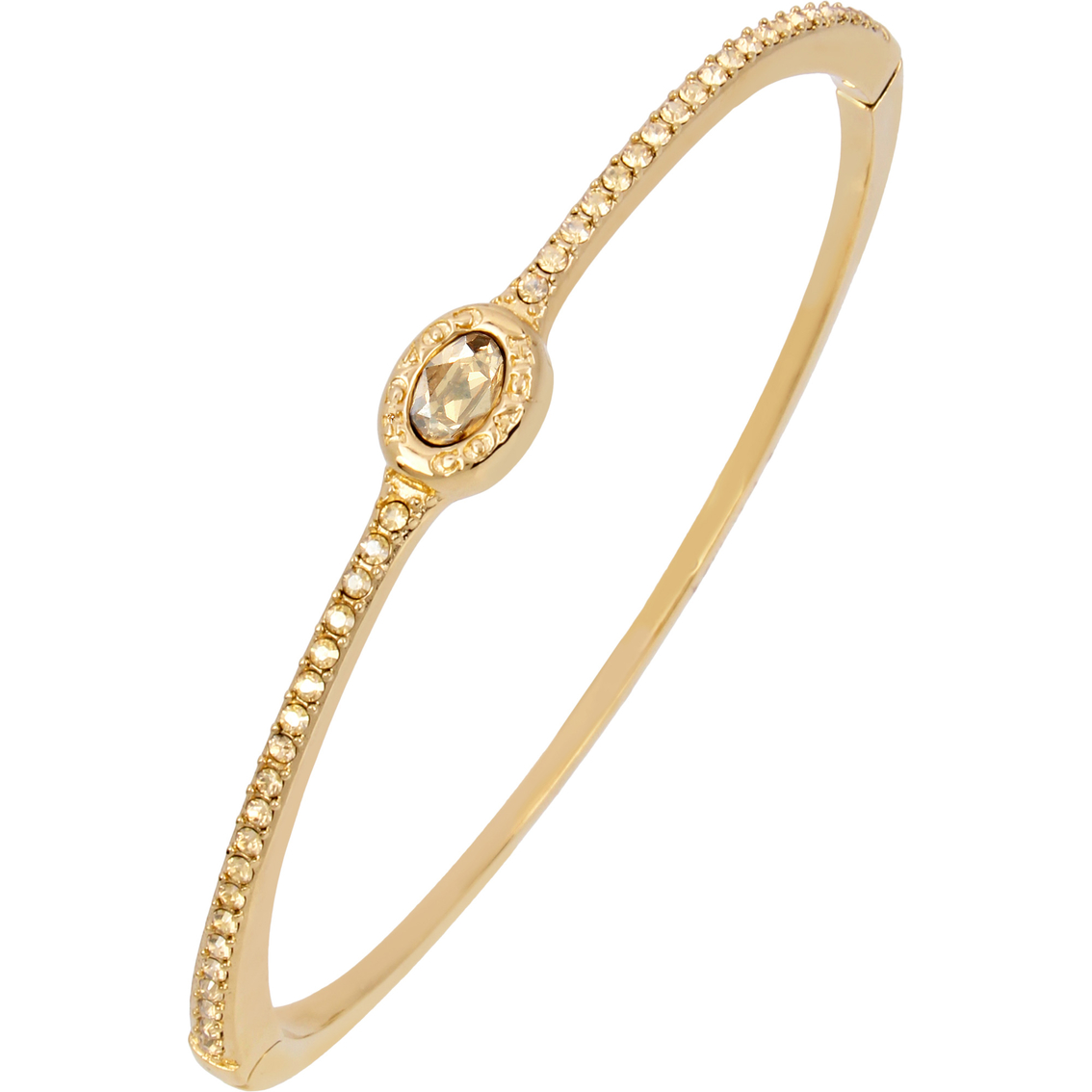 COACH Signature Logo Swarovski Crystals Delicate Hinged Bangle Bracelet - Image 2 of 3