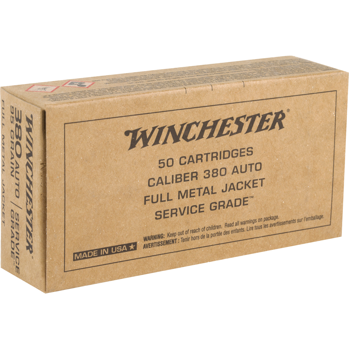 Winchester Service Grade 380 ACP 95 Gr. FMJ, 50 Rnd - Image 3 of 4
