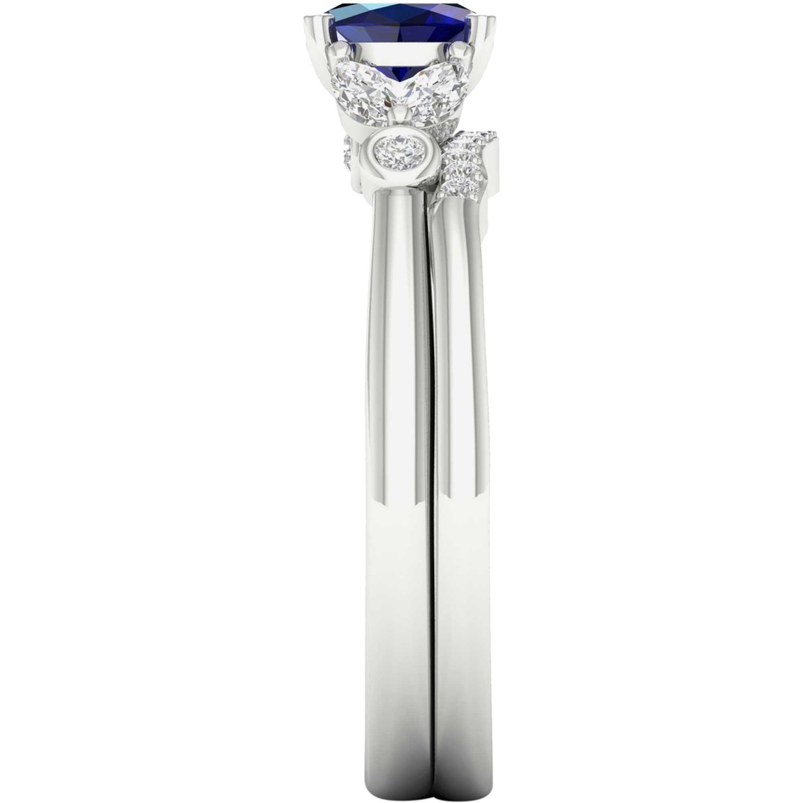 Color Bouquets by Lily 10K White Gold 1/5 CTW Diamond and Blue Sapphire Bridal Set - Image 3 of 4