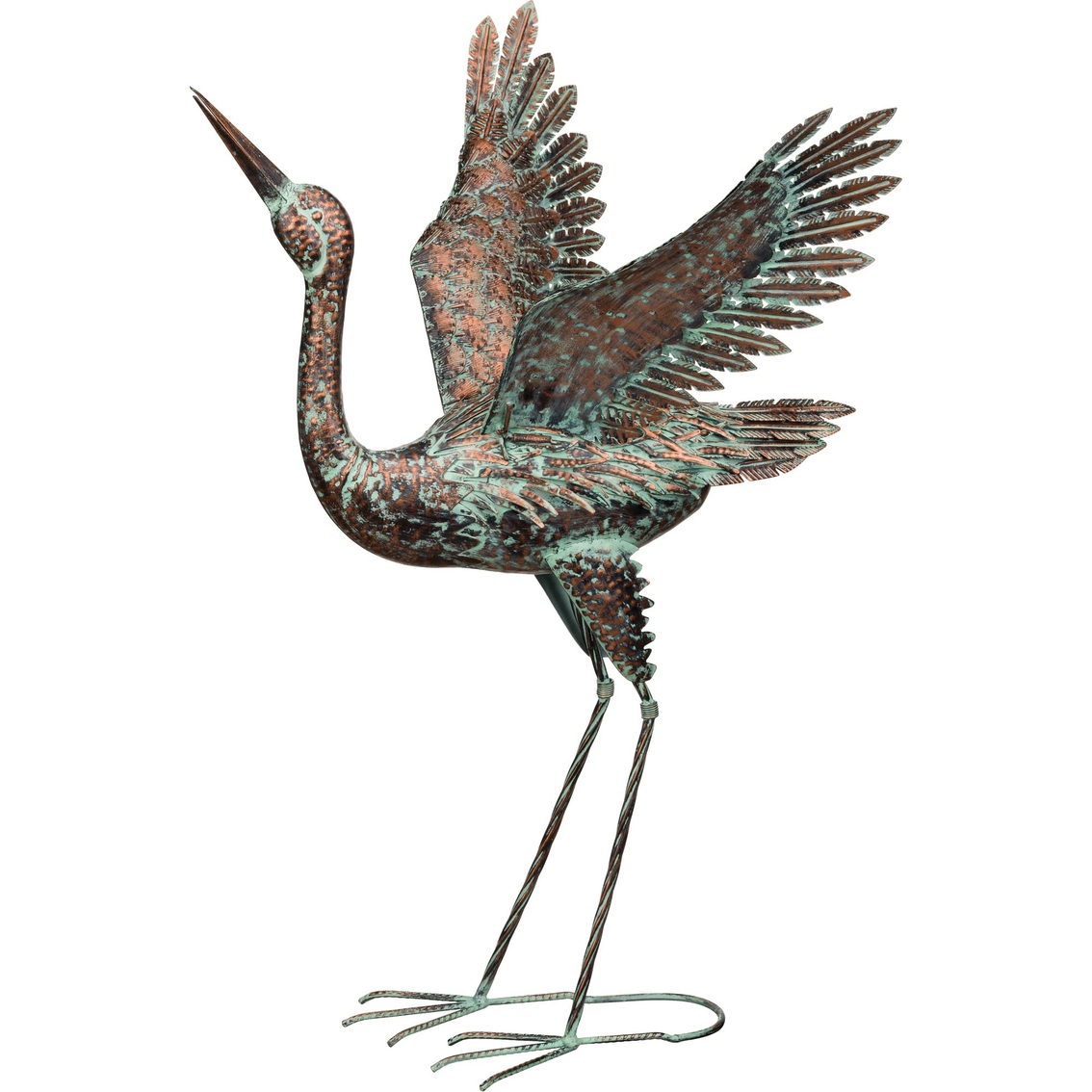 Regal Arts Green Patina Wings Up Crane