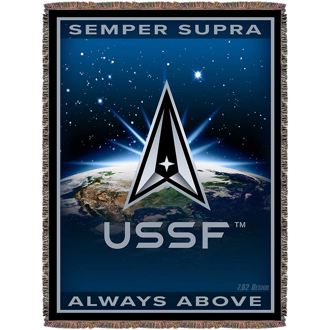 7.62 Design United States Space Force Earth Logo Afghan
