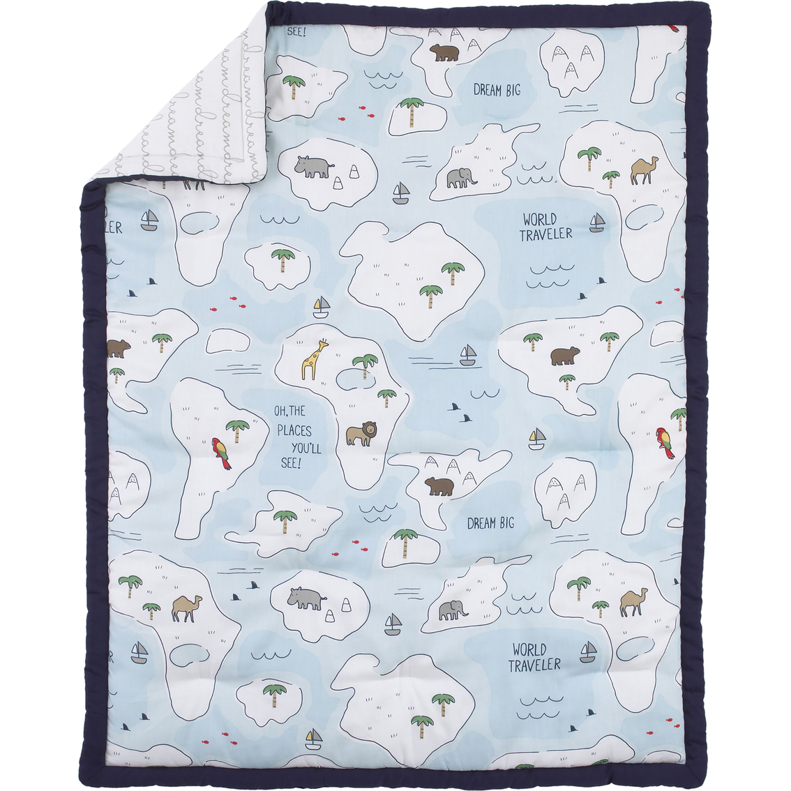 NoJo Dreamer Little Explorer World Map Nursery Crib Bed Set 8 pc. - Image 2 of 9