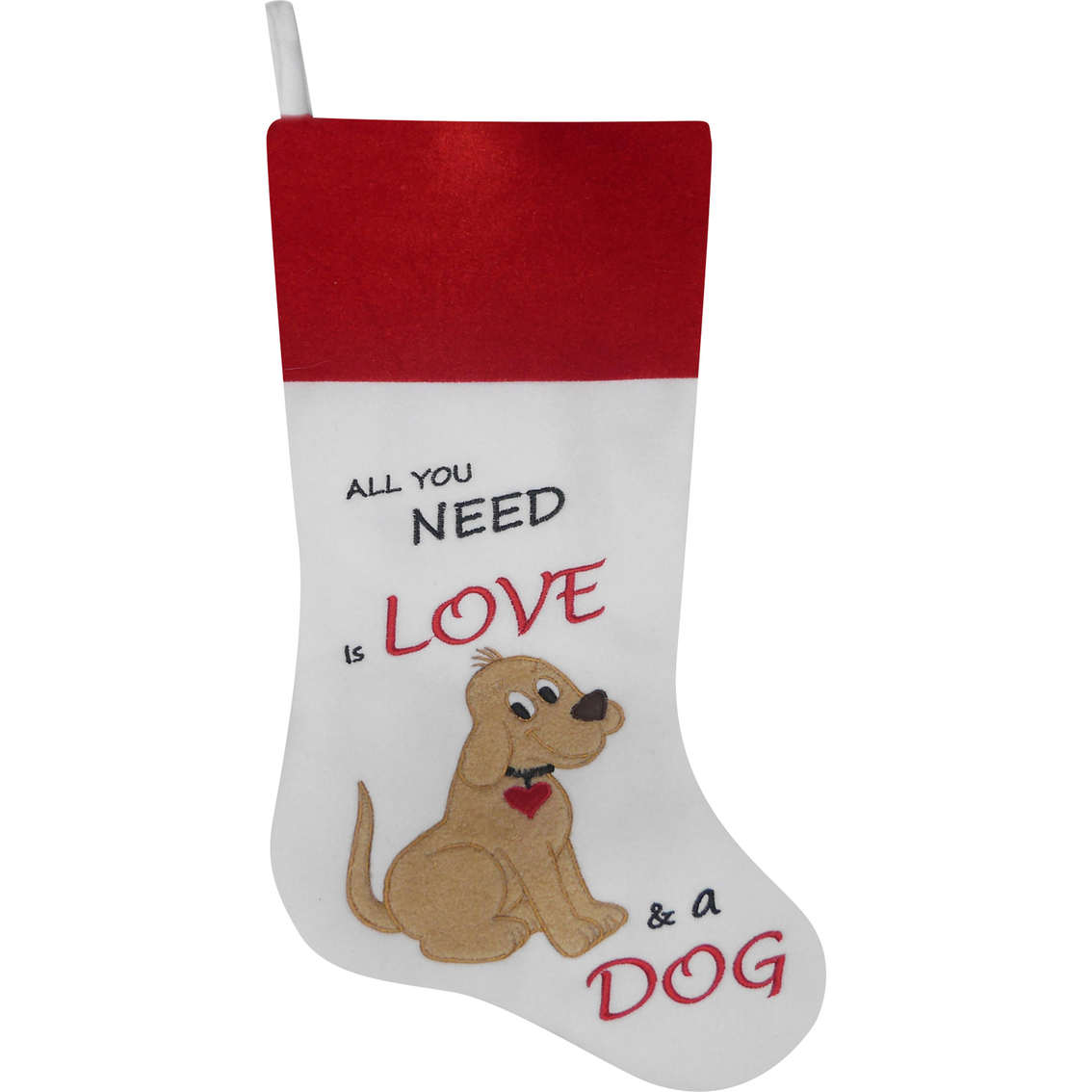 ICE Design Factory 20.5 in. All You Need Is Love and A Dog Christmas Stocking
