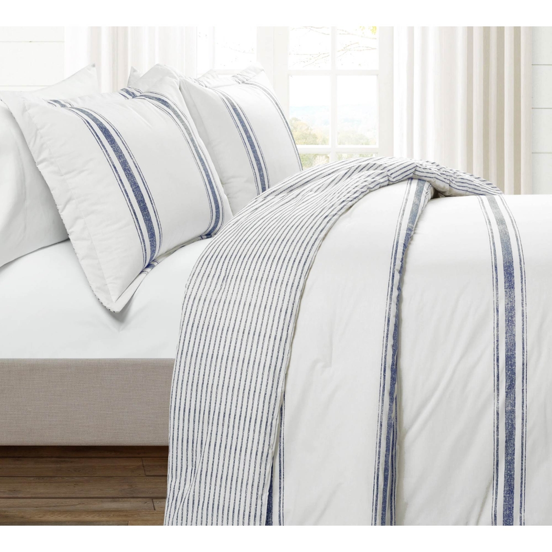 Lush Decor Farmhouse Stripe Comforter 3 pc Set - Image 2 of 4