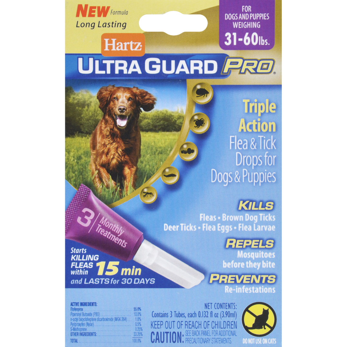 Hartz UltraGuard Pro Flea and Tick Drops for Dogs and Puppies 31 to 60 lb.